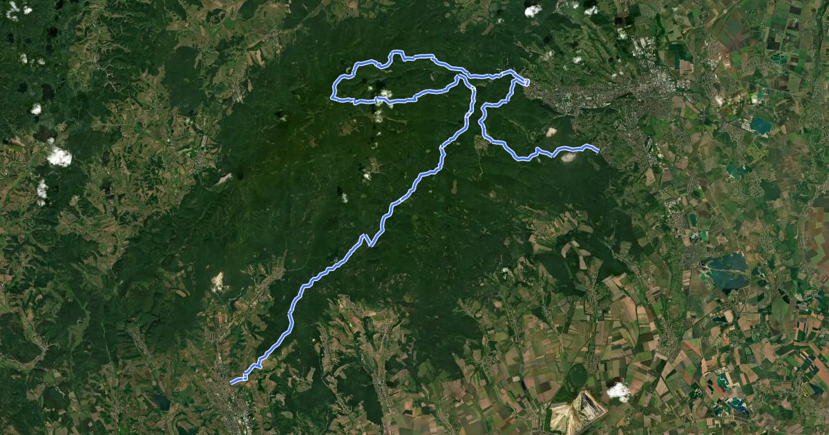 Маршрут P (Eger – Miskolctapolca) на спутниковом снимке