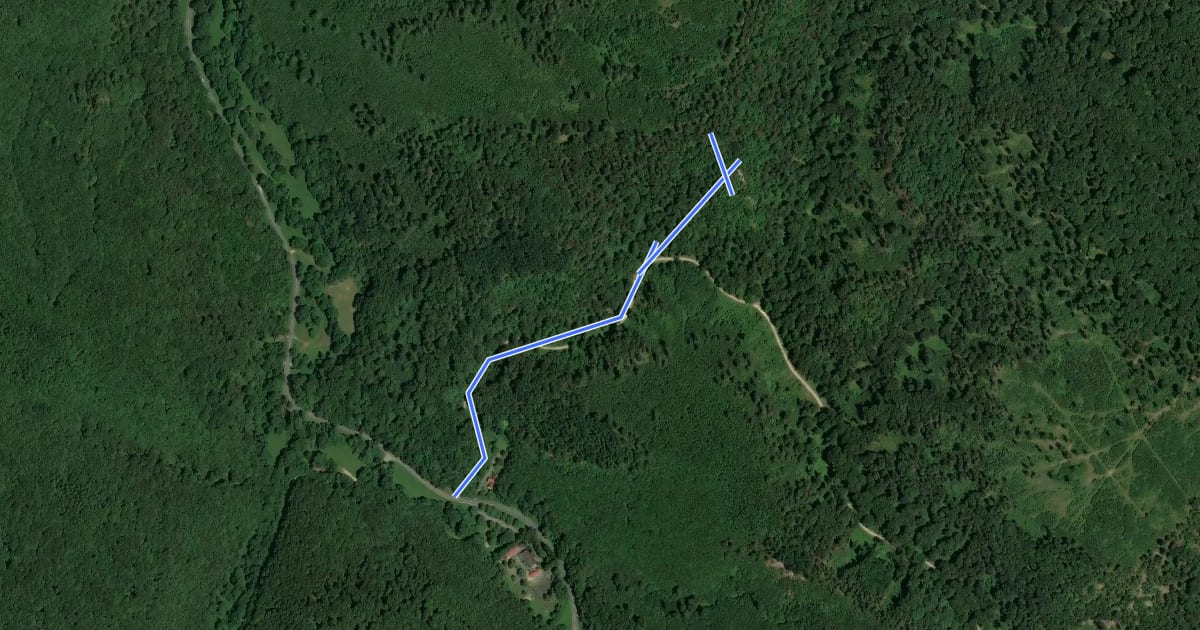 Маршрут PΩ (Gerencepusztai autóspihenő – Odvas-kő-barlang – Cser-börc) на спутниковом снимке