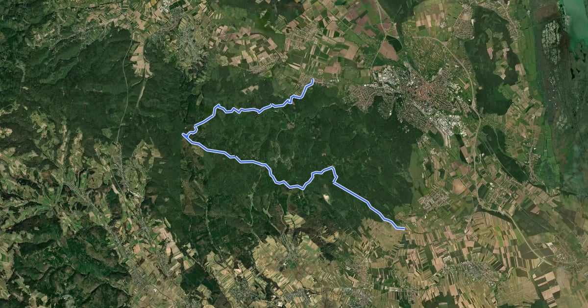 Маршрут P (Ágfalva, főtér – Harka-Nyéki határkilépő) на спутниковом снимке