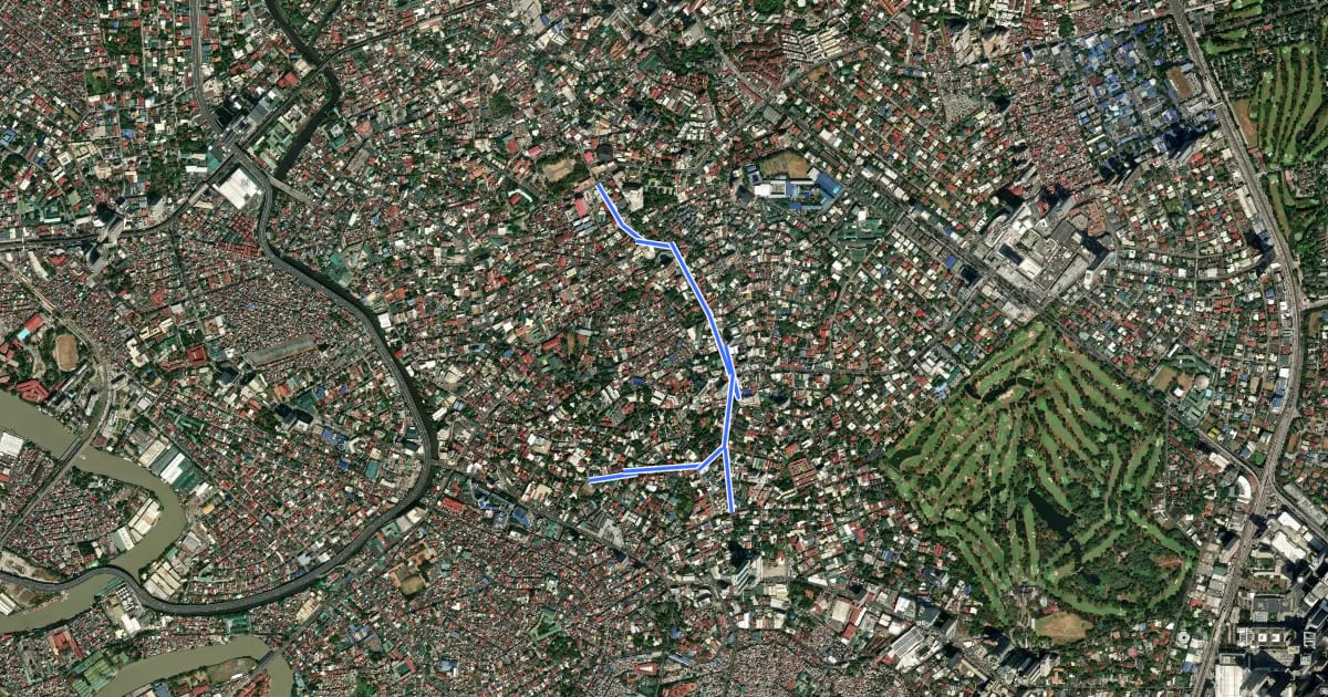 Маршрут P. Guevarra Bicycle Lane на спутниковом снимке
