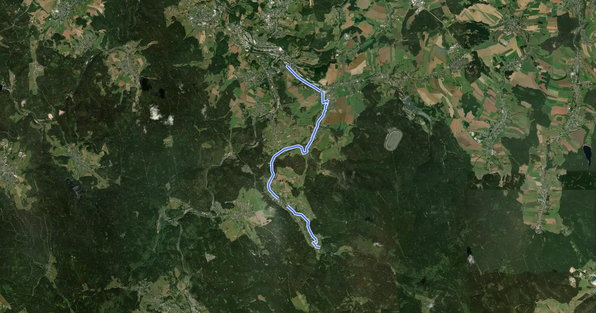 Маршрут Pöhlwasserradweg на спутниковом снимке