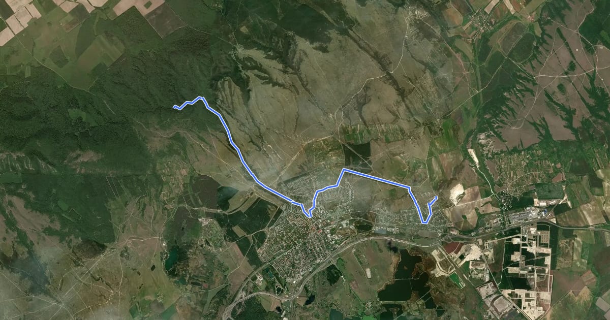 Маршрут P (Inota–Bátorkő) на спутниковом снимке