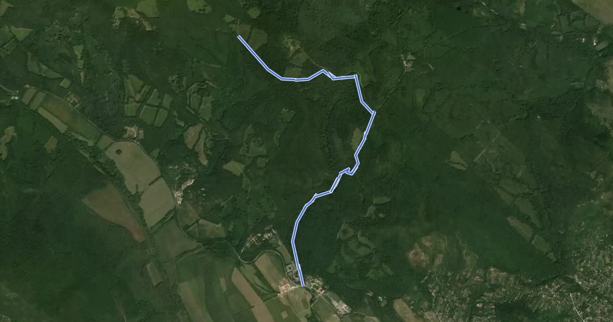 Маршрут P+ (Lom-hegyi-nyereg, Tölgyikrek – Holdvilág-árok – Kiskovácsi puszta aut. m.) на спутниковом снимке