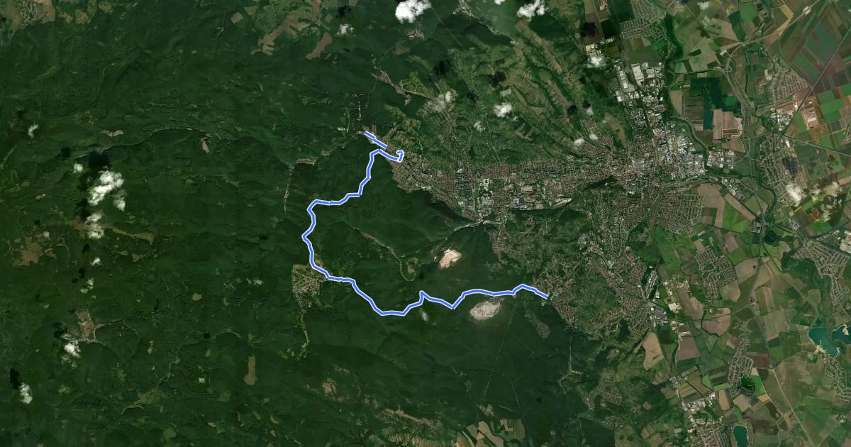 Маршрут P (Majális park – Miskolctapolca) на спутниковом снимке