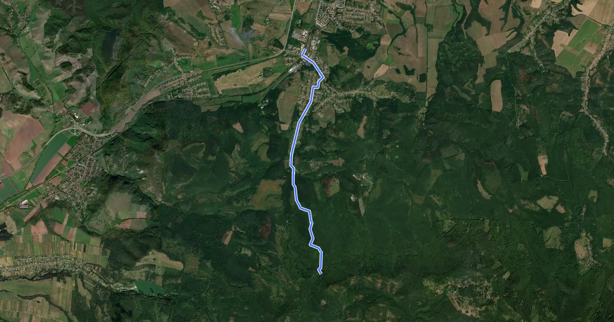 Маршрут P+ (Nagybátony – Ágasvár) на спутниковом снимке