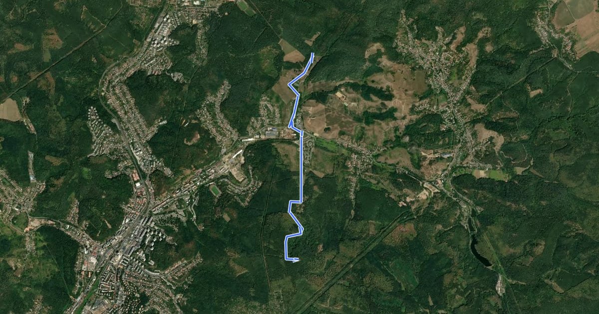 Маршрут P▲ (Pécs-kő) на спутниковом снимке