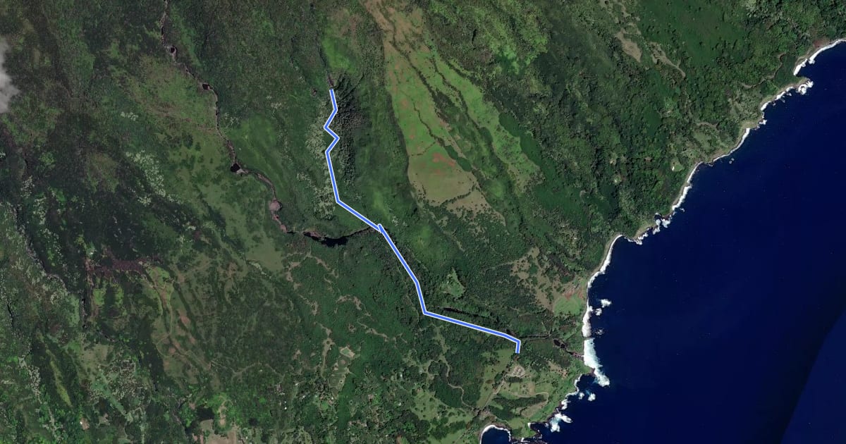 Маршрут Pīpīwai Trail на спутниковом снимке
