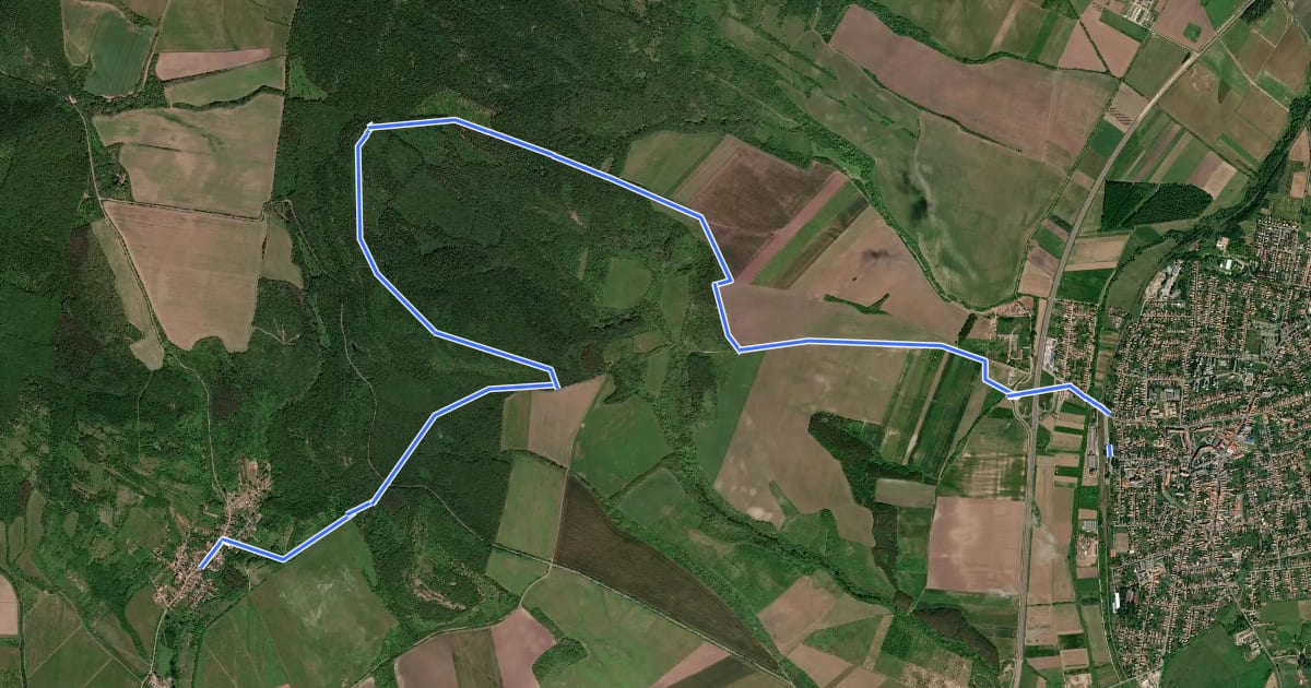Маршрут P, Palóc Piros 3b. (Kozárd – Pásztó) на спутниковом снимке