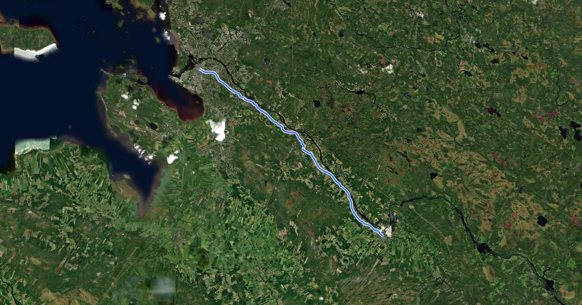 Маршрут Pääreitti 8: Oulu–Muhos на спутниковом снимке