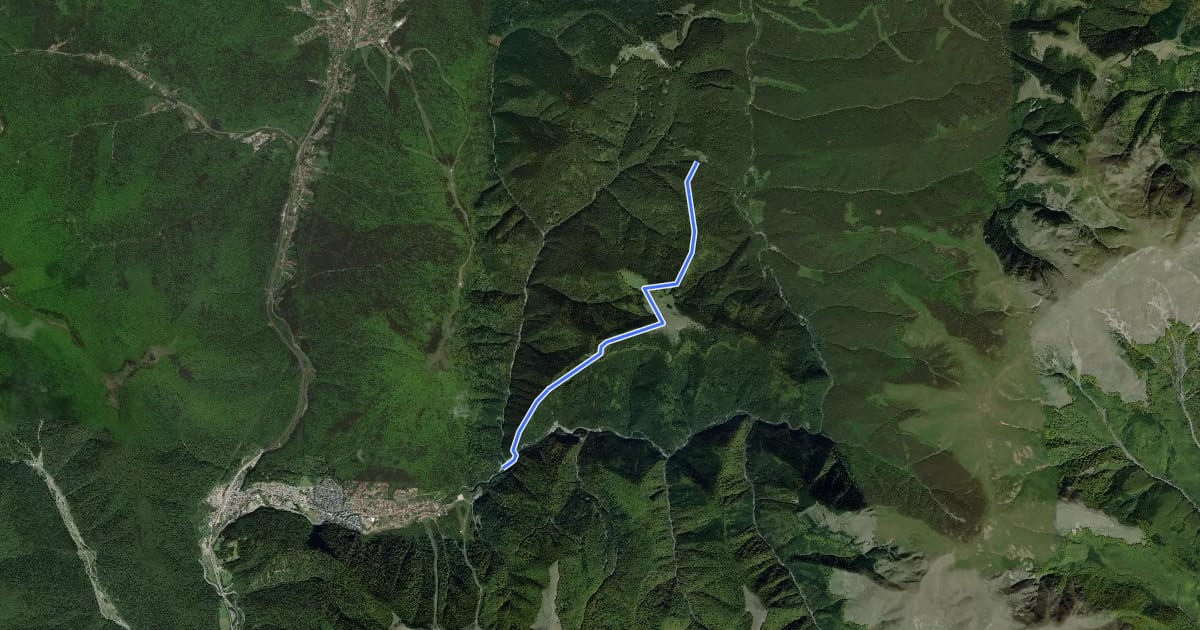 Маршрут Păstrăvărie Valea Azugii - sub Clăbucetul Azugii - Drumul lui Ceaușescu на спутниковом снимке