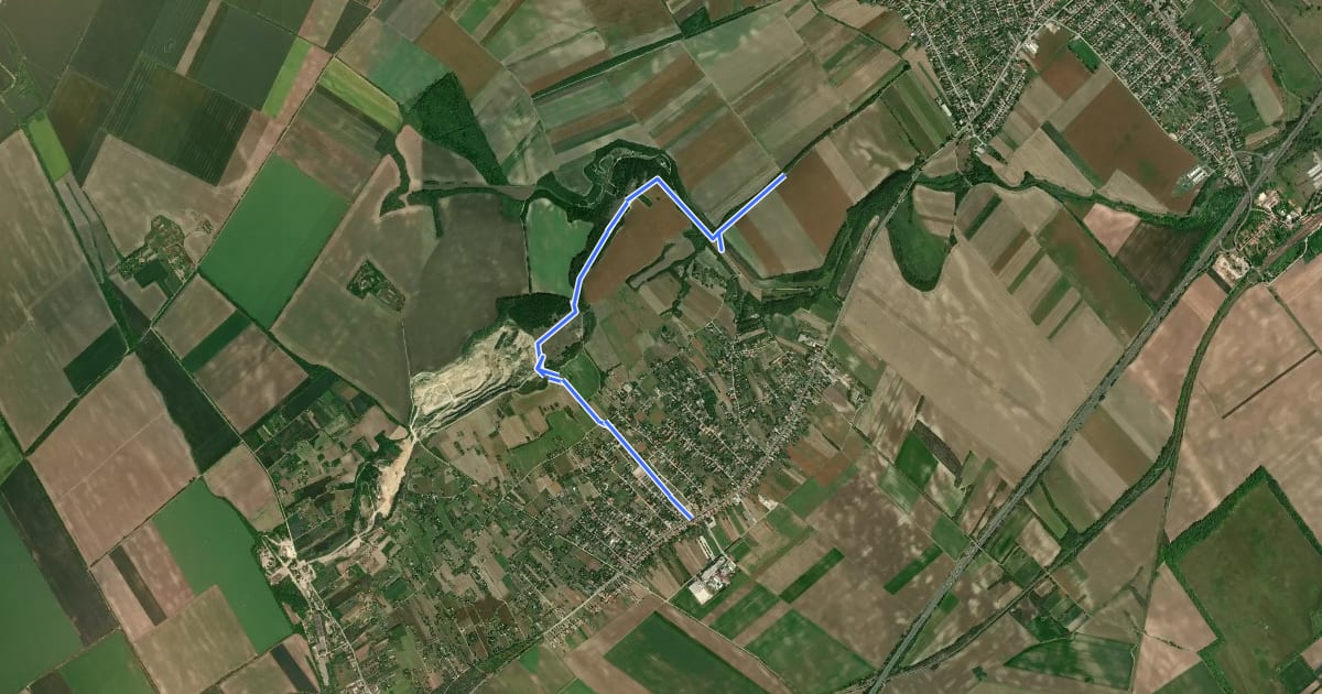 Маршрут P (Szabadbattyán – Kőszárhegy) на спутниковом снимке