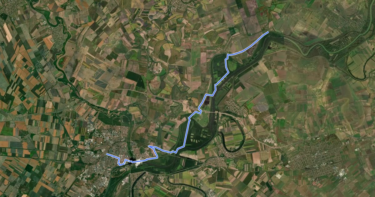 Маршрут P (Szolnok, vá. – Millér) на спутниковом снимке