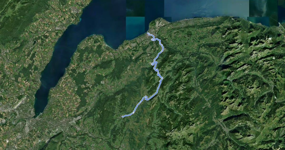 Маршрут P'tites Routes du Soleil, étape 1, Thonon-les-Bains / Boëge на спутниковом снимке