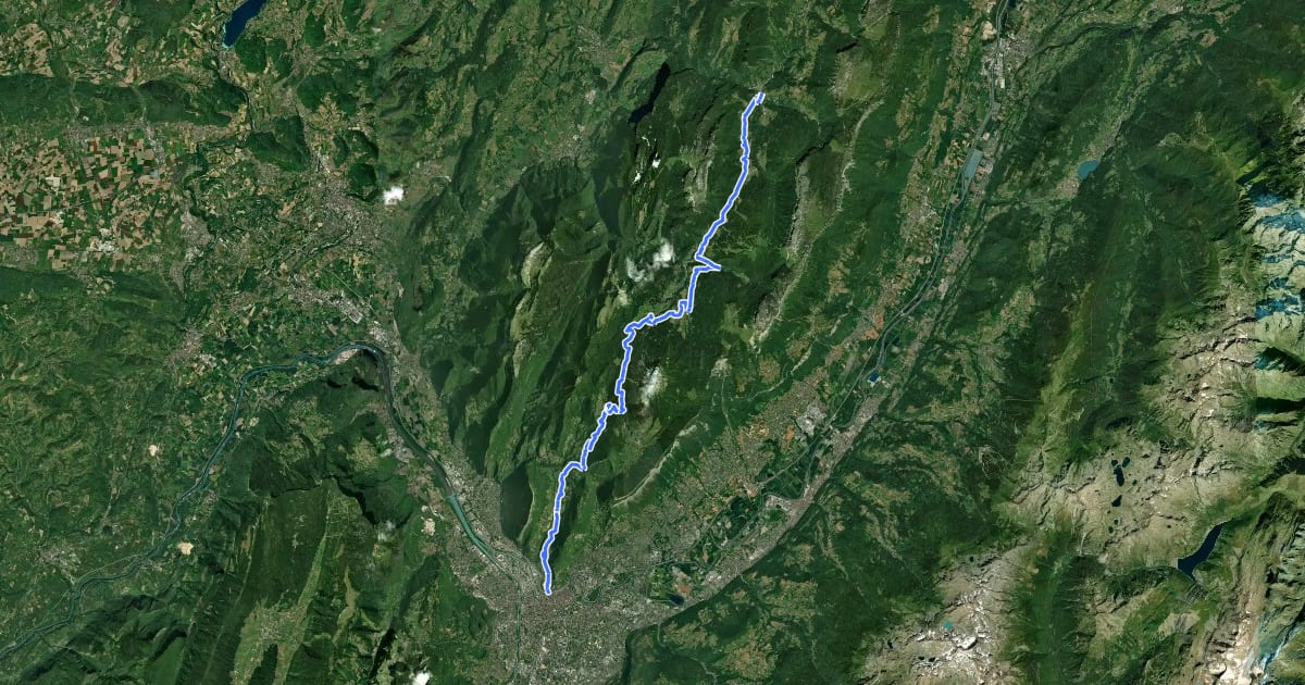 Маршрут P'tites Routes du Soleil, étape 8, Saint-Pierre-d'Entremont / Grenoble на спутниковом снимке
