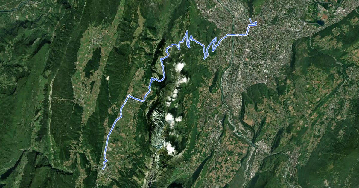 Маршрут P'tites Routes du Soleil, étape 9, Grenoble / Villard-de-Lans на спутниковом снимке