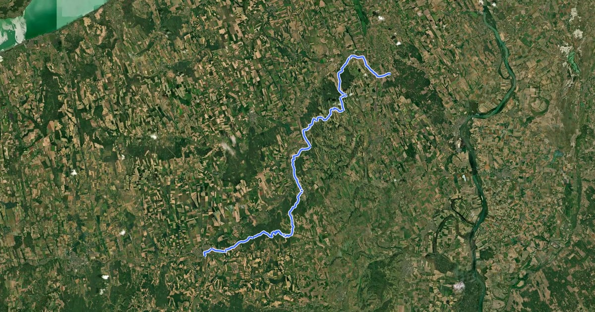 Маршрут P, Tolnai Piros (Dombóvár – Hőgyész) на спутниковом снимке