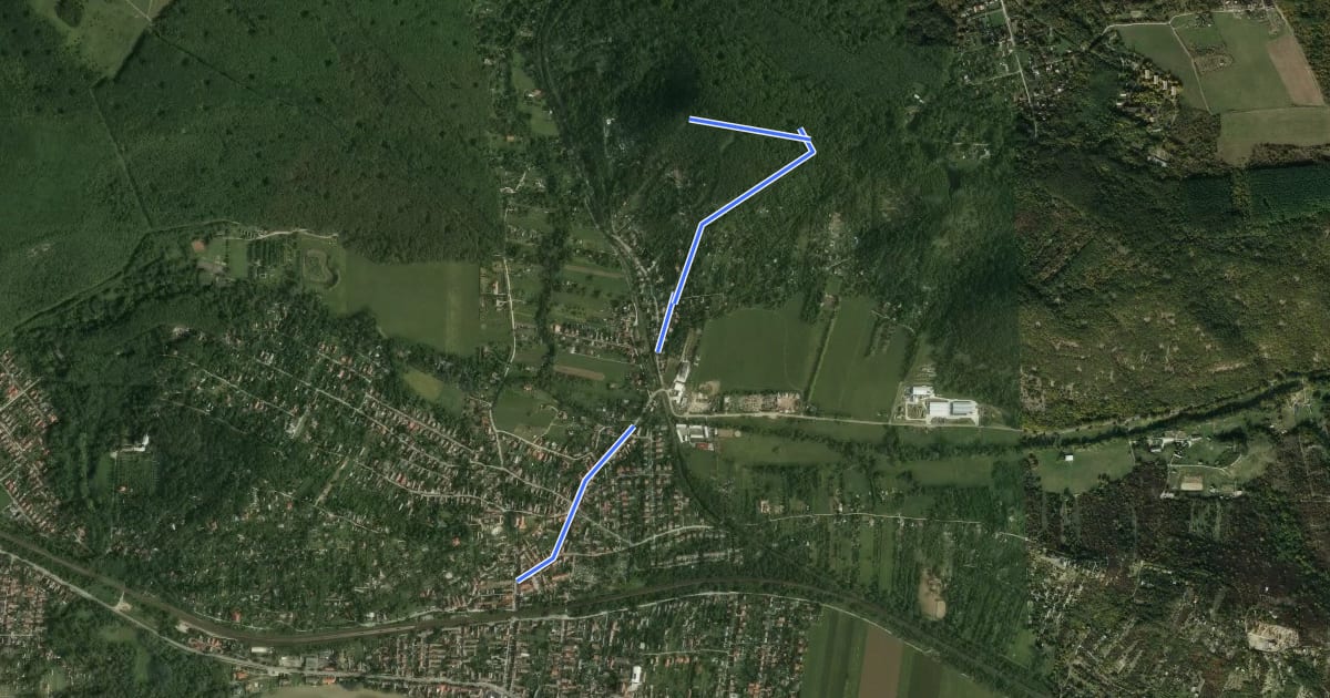Маршрут P▲ (Verőce – Borbély-hegy) на спутниковом снимке