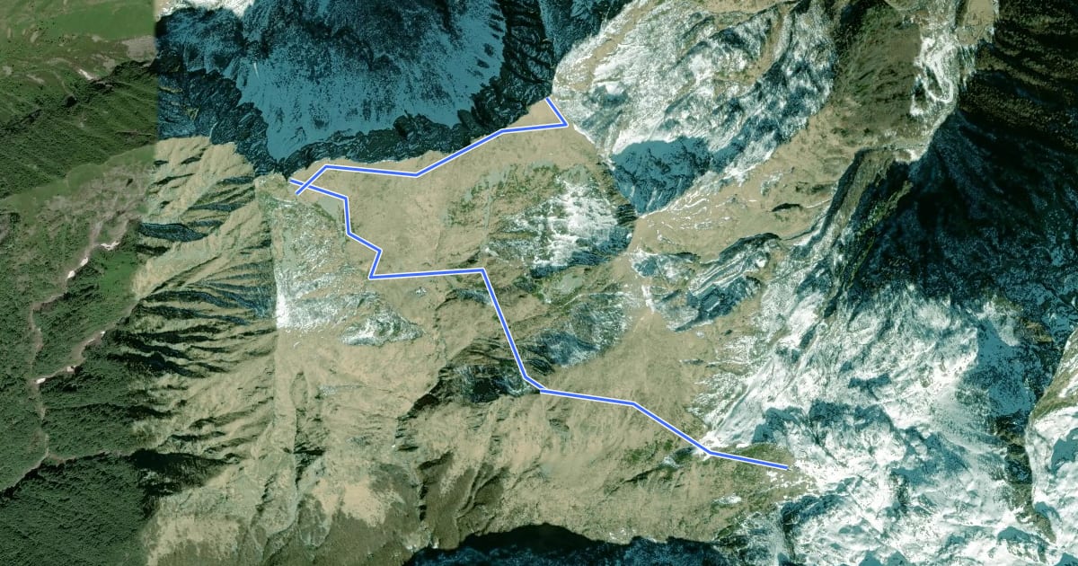 Маршрут P16 - Alpe Scaredi - Pizzo Stagno на спутниковом снимке
