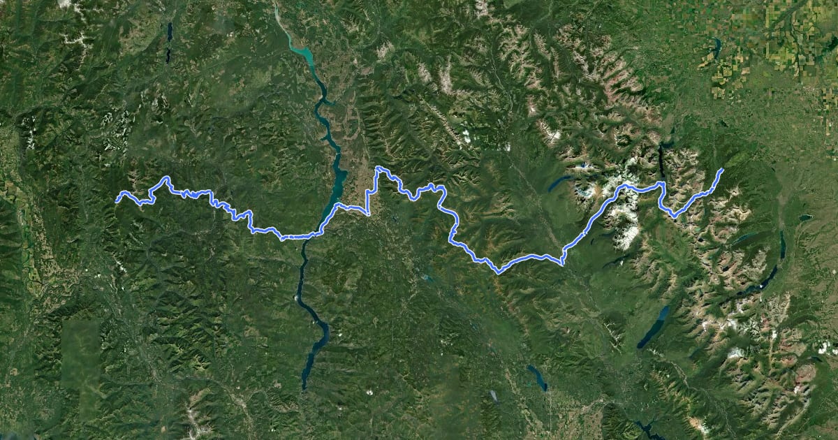 Маршрут Pacific Northwest Trail 01 Montana на спутниковом снимке