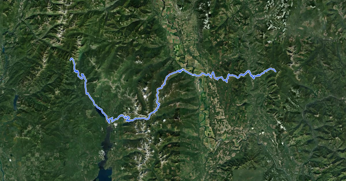 Маршрут Pacific Northwest Trail 02 Idaho на спутниковом снимке