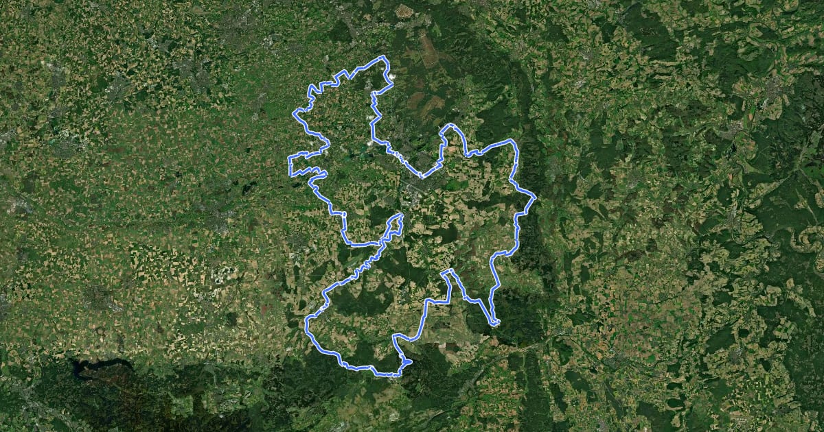 Маршрут Paderborner Land Route на спутниковом снимке