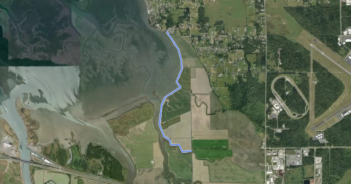 Маршрут Padilla Bay Shore Trail на спутниковом снимке