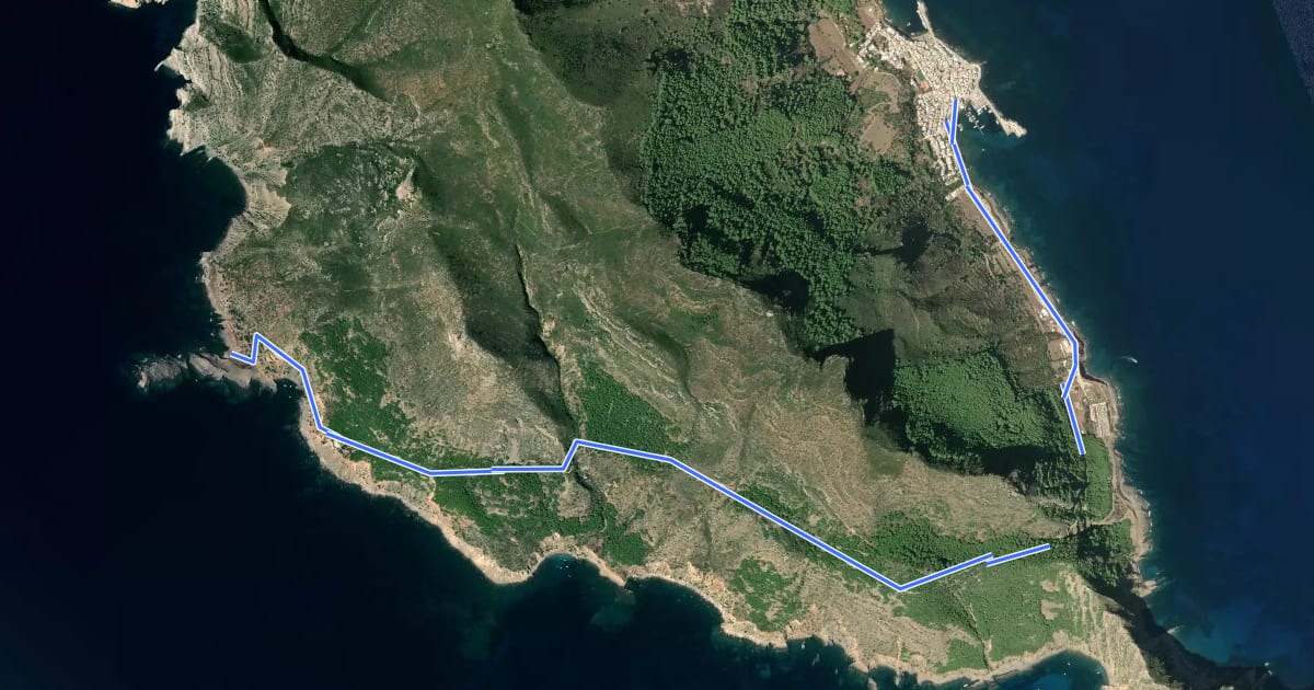 Маршрут Paese Punta Libeccio на спутниковом снимке
