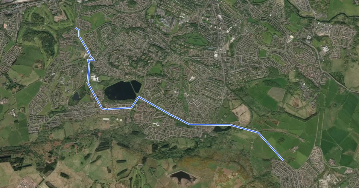 Маршрут Paisley South Link Route на спутниковом снимке