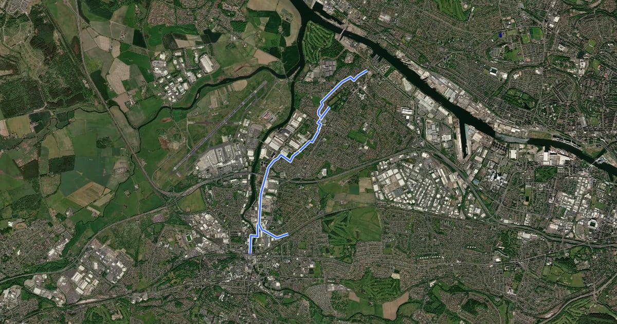 Маршрут Paisley to Renfrew на спутниковом снимке