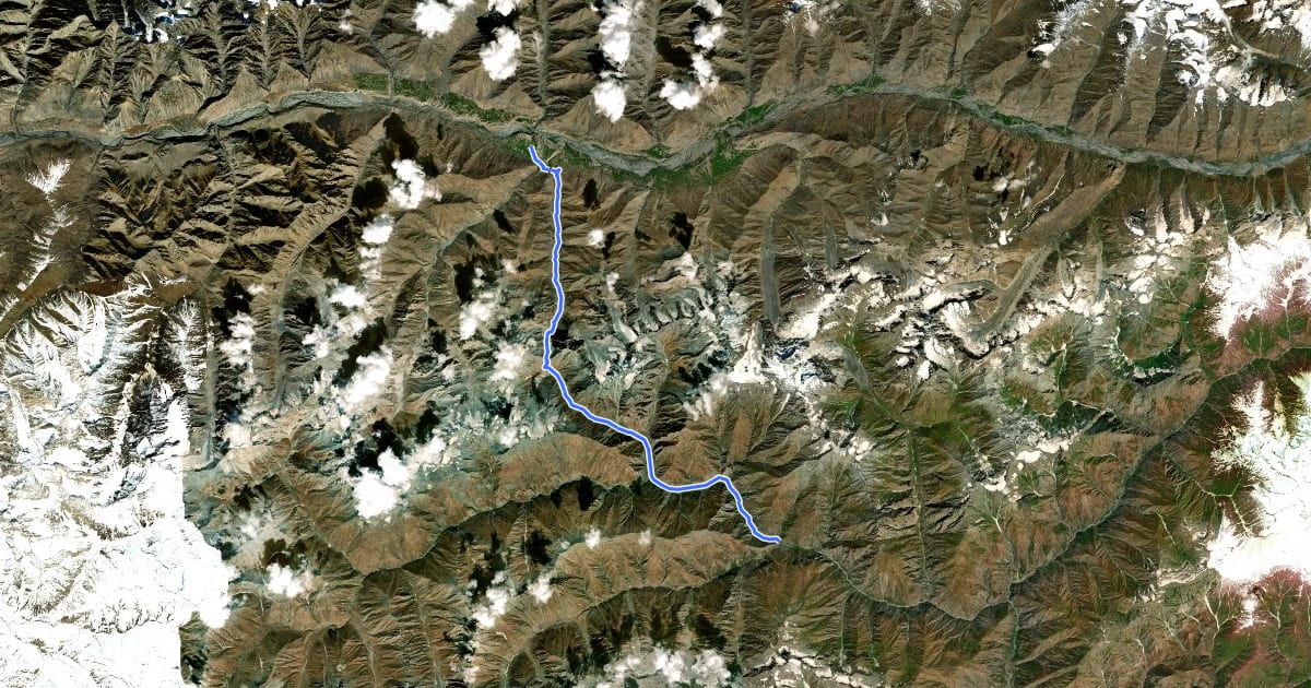 Маршрут Pakshif-Ghorif Pass на спутниковом снимке