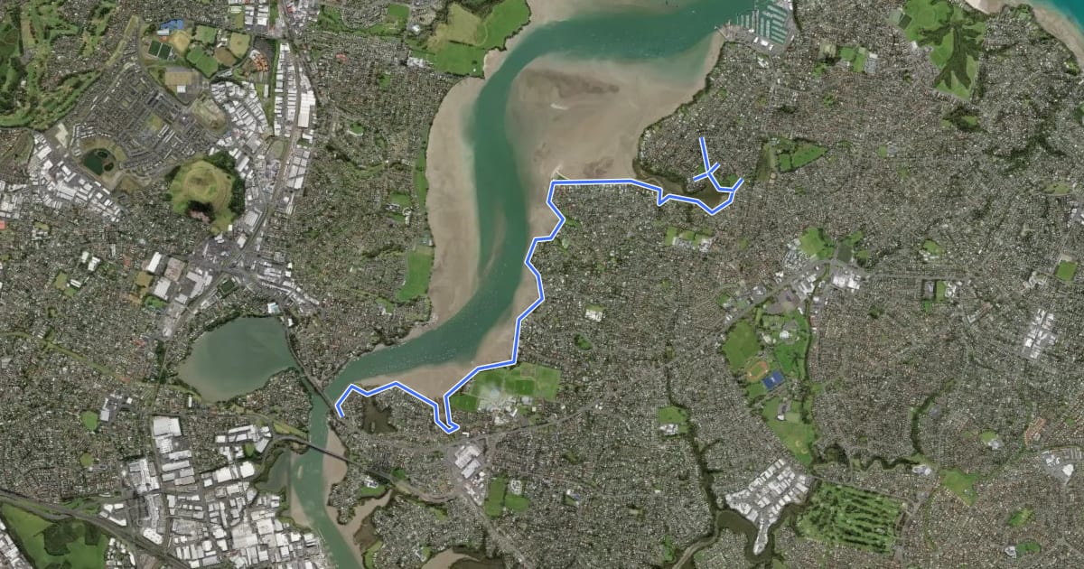 Маршрут Pakuranga Rotary Path на спутниковом снимке