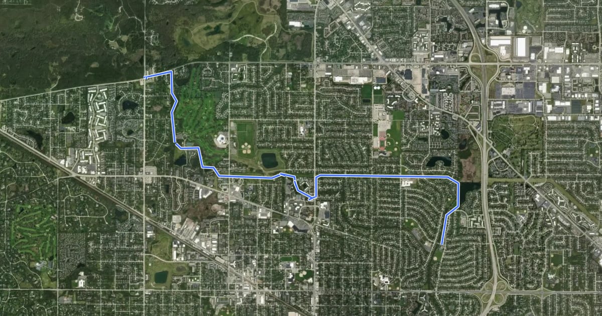 Маршрут Palatine Bike Trail на спутниковом снимке