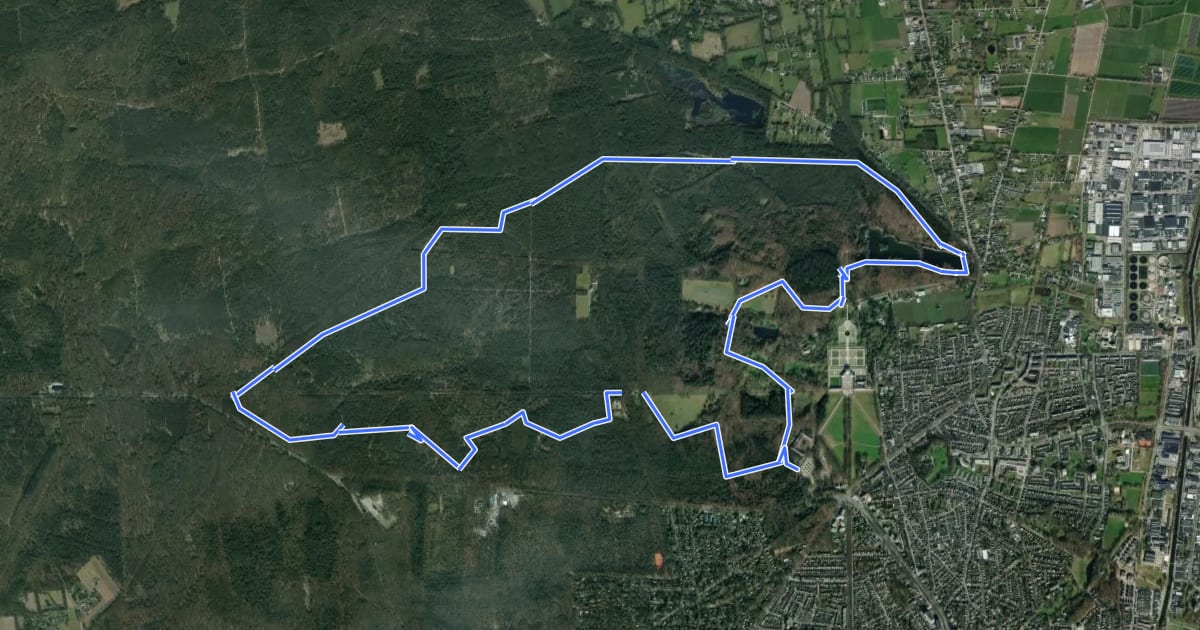 Маршрут paleis 't Loo "witte route (achtertuin)" на спутниковом снимке