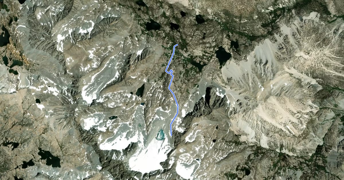 Маршрут Palisade Glacier Trail на спутниковом снимке