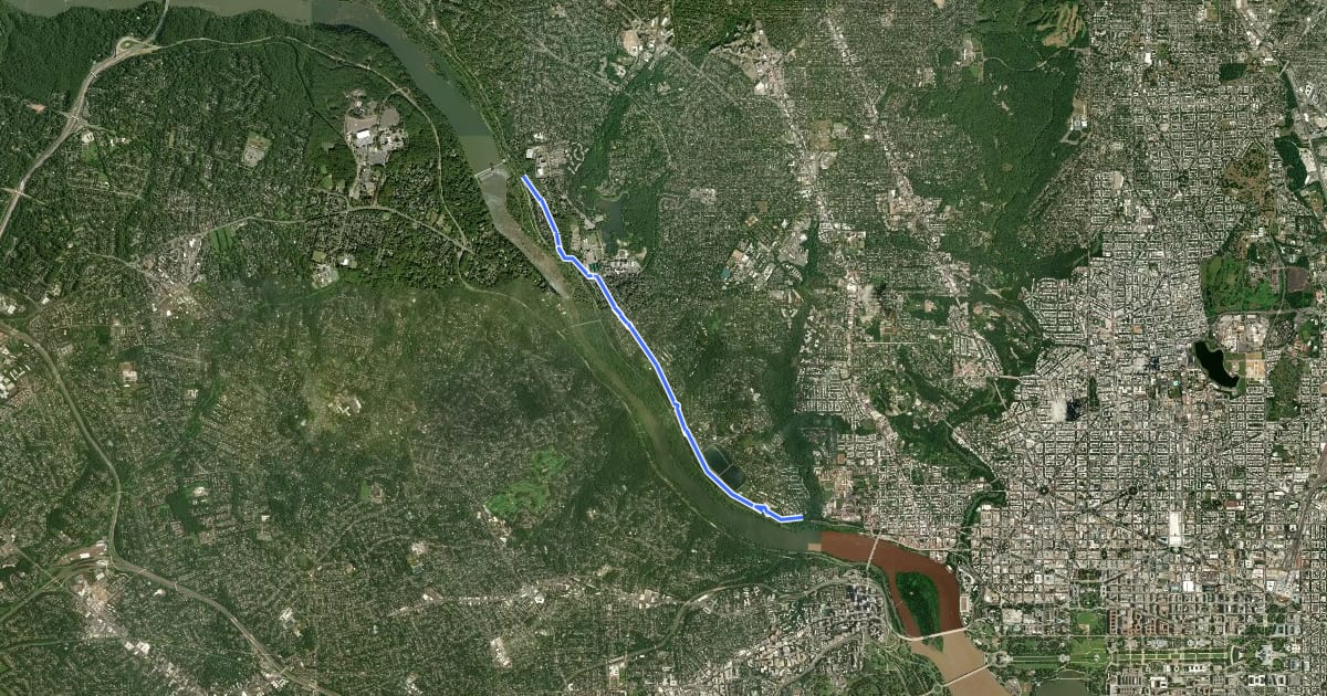 Маршрут Palisades Trolley Trail на спутниковом снимке