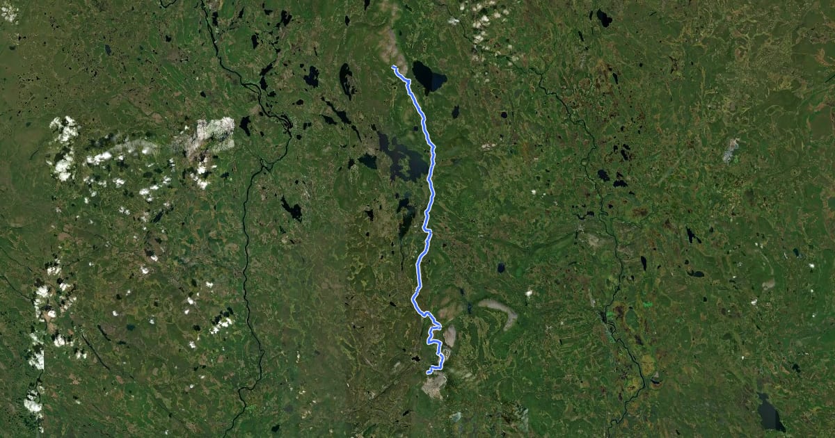 Маршрут Pallas-Ylläs Hiking Route на спутниковом снимке