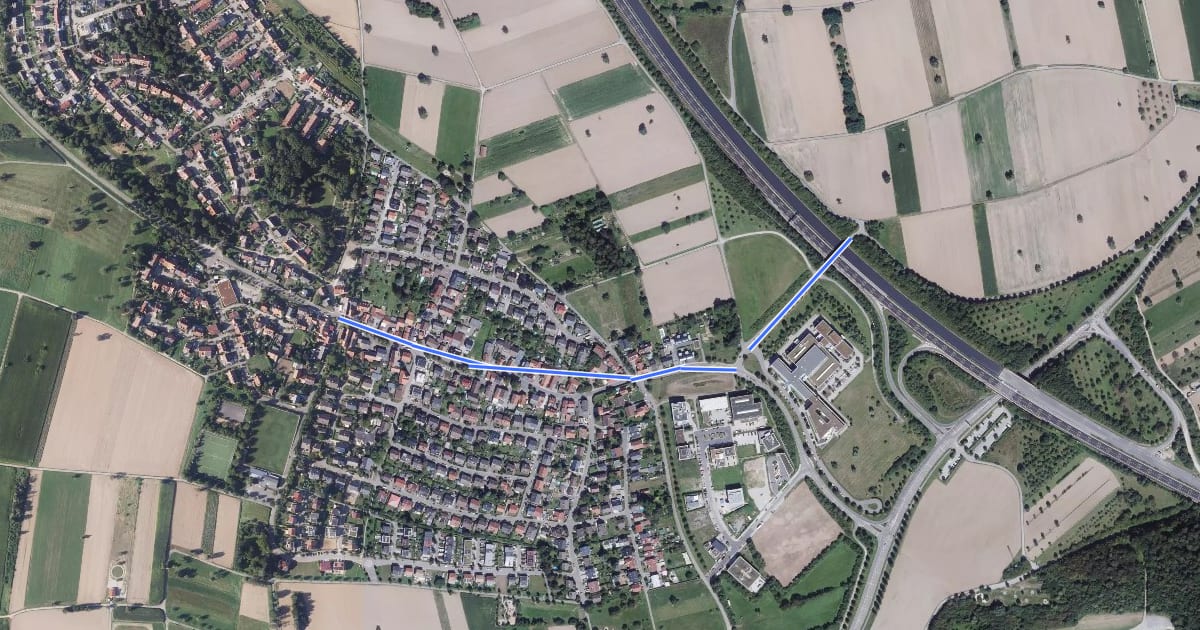 Маршрут Palmbach Ortsmitte - Am Welschenweg на спутниковом снимке