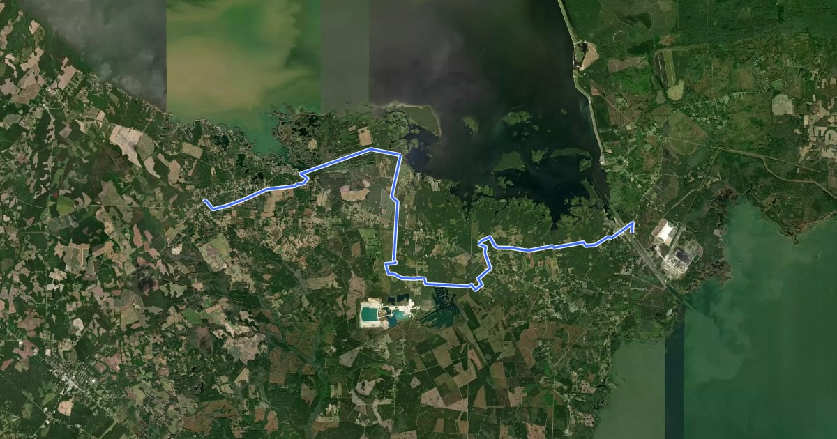 Маршрут Palmetto Trail: Eutaw Springs Passage на спутниковом снимке