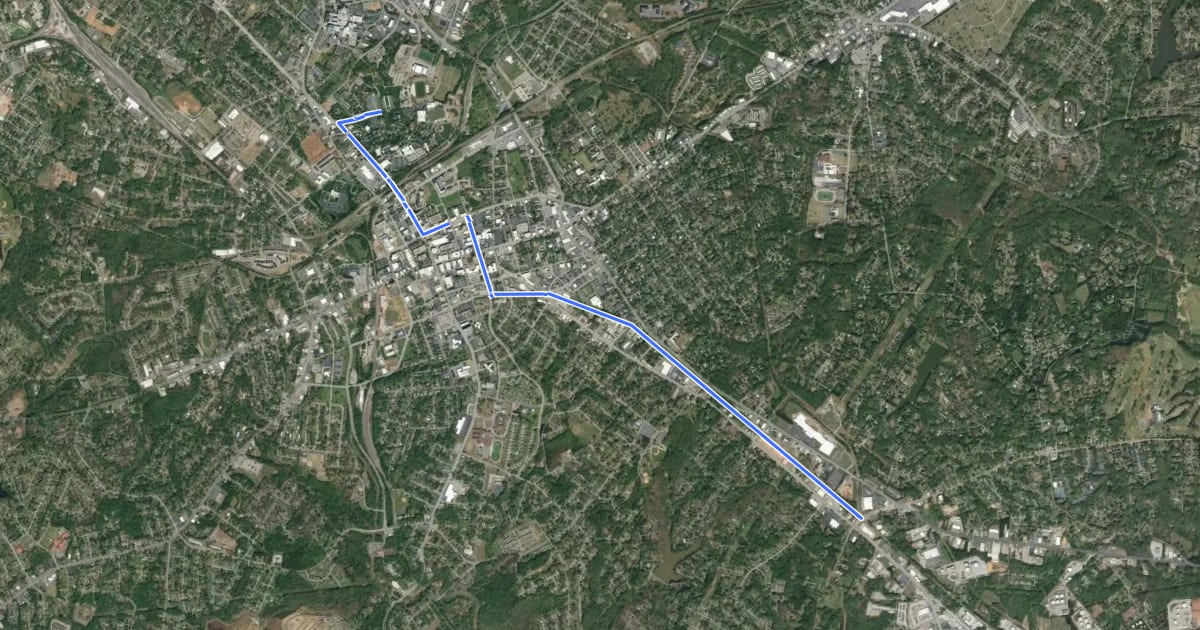 Маршрут Palmetto Trail: Hub City Connector на спутниковом снимке