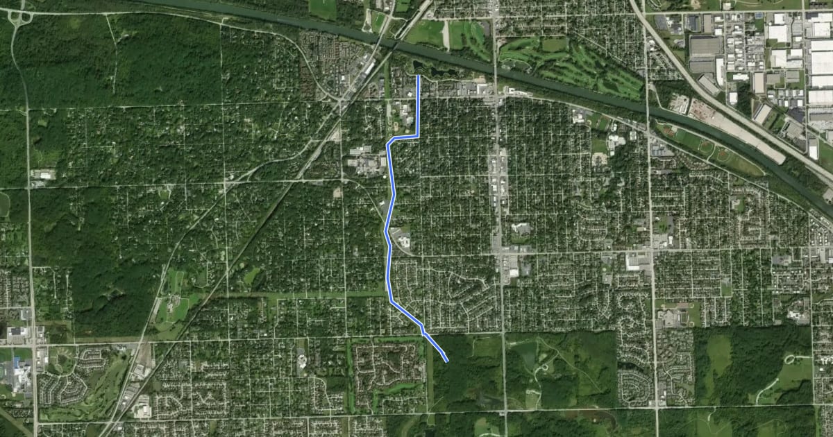Маршрут Palos Heights Bicycle Path на спутниковом снимке