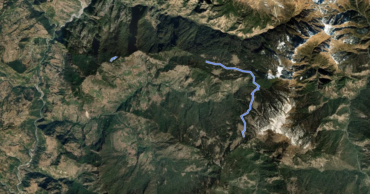 Маршрут Palwariyan to Chopta на спутниковом снимке