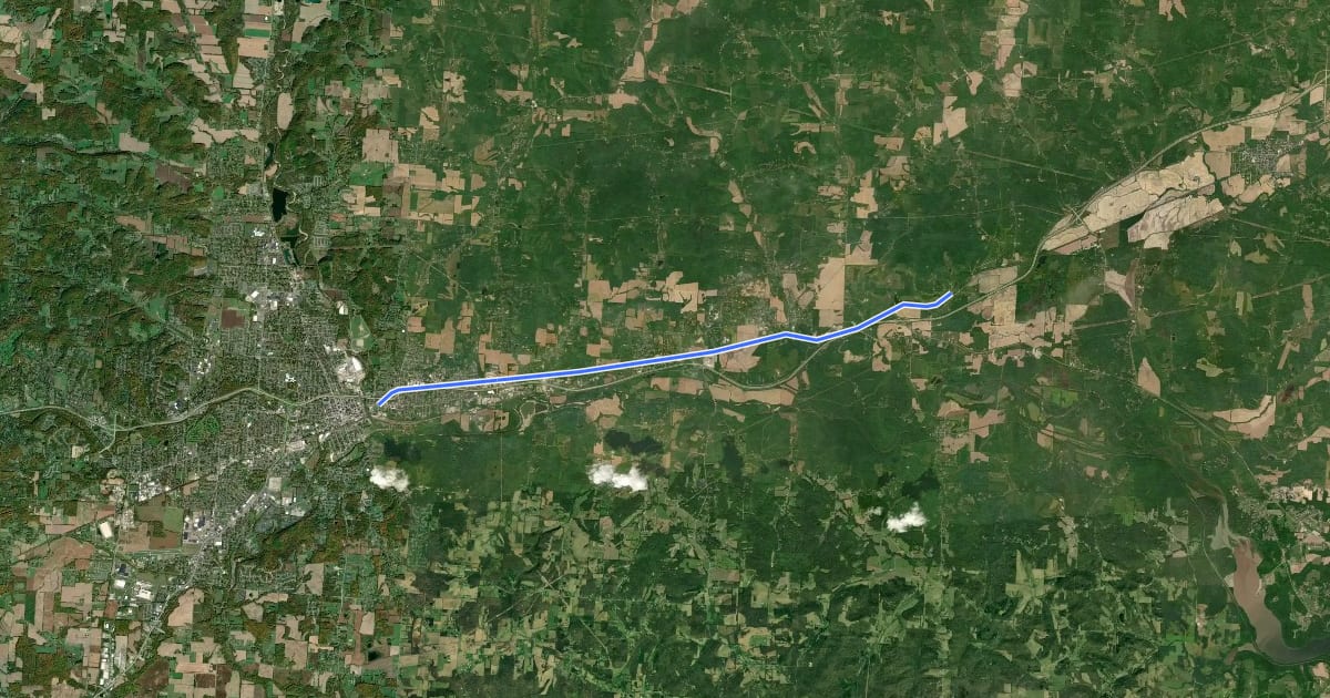 Маршрут Panhandle Trail на спутниковом снимке