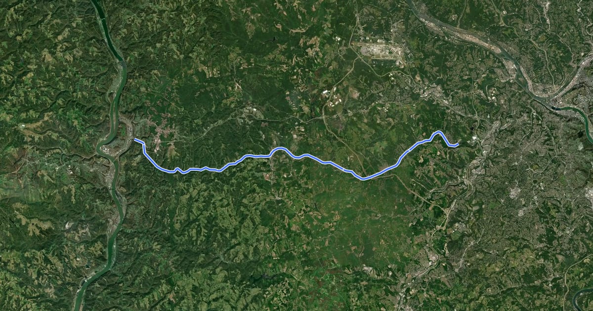 Маршрут Panhandle Trail на спутниковом снимке
