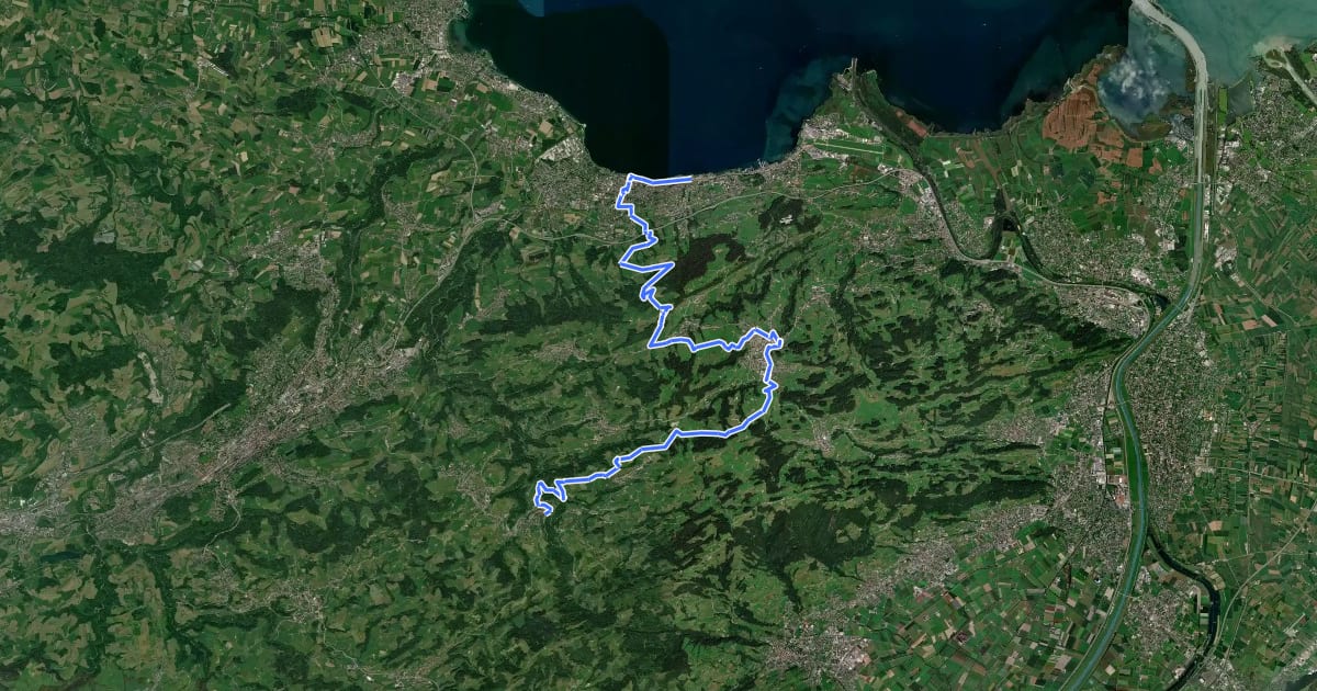 Маршрут Panorama Bike - Etappe 1 на спутниковом снимке