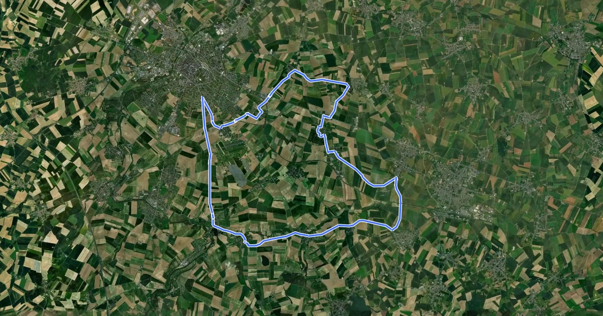 Маршрут Panorama du Cambrésis (facettes du Nord côté vélo) на спутниковом снимке