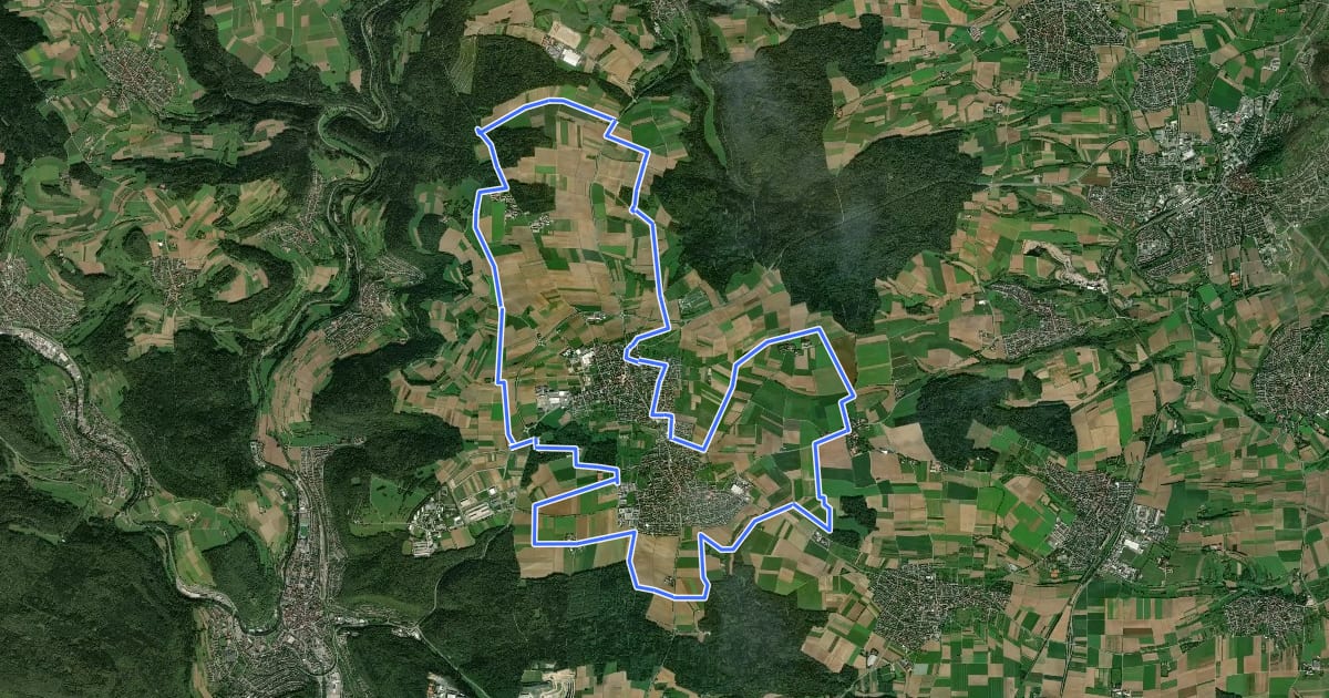 Маршрут Panorama Radrundweg Jettingen на спутниковом снимке