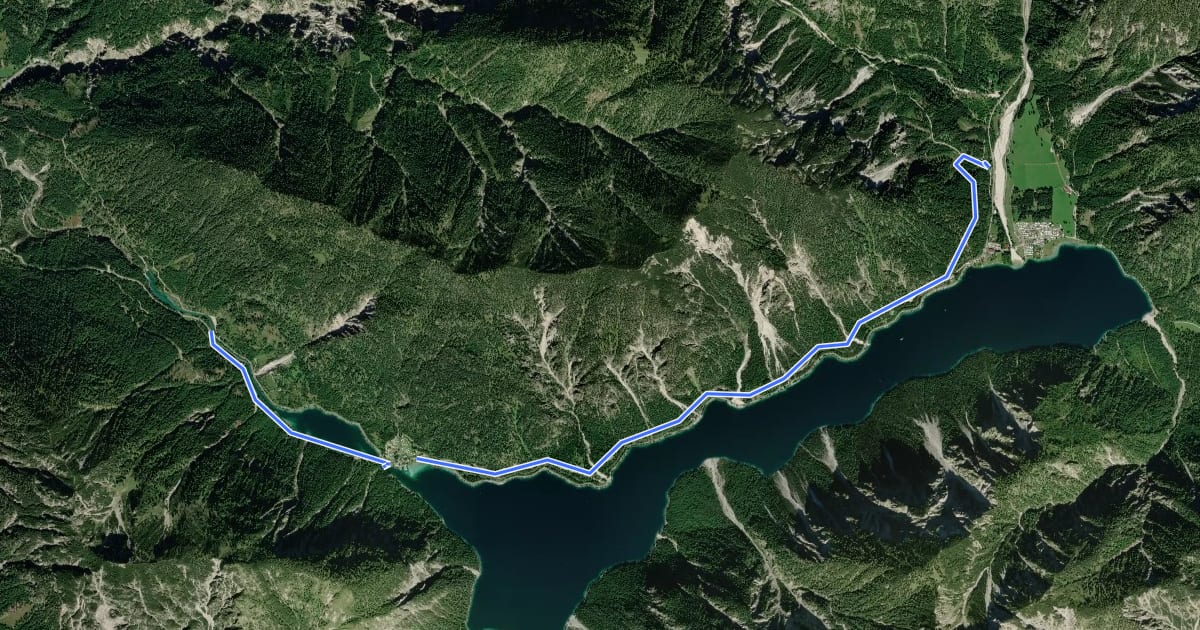 Маршрут Panoramabike Plansee на спутниковом снимке