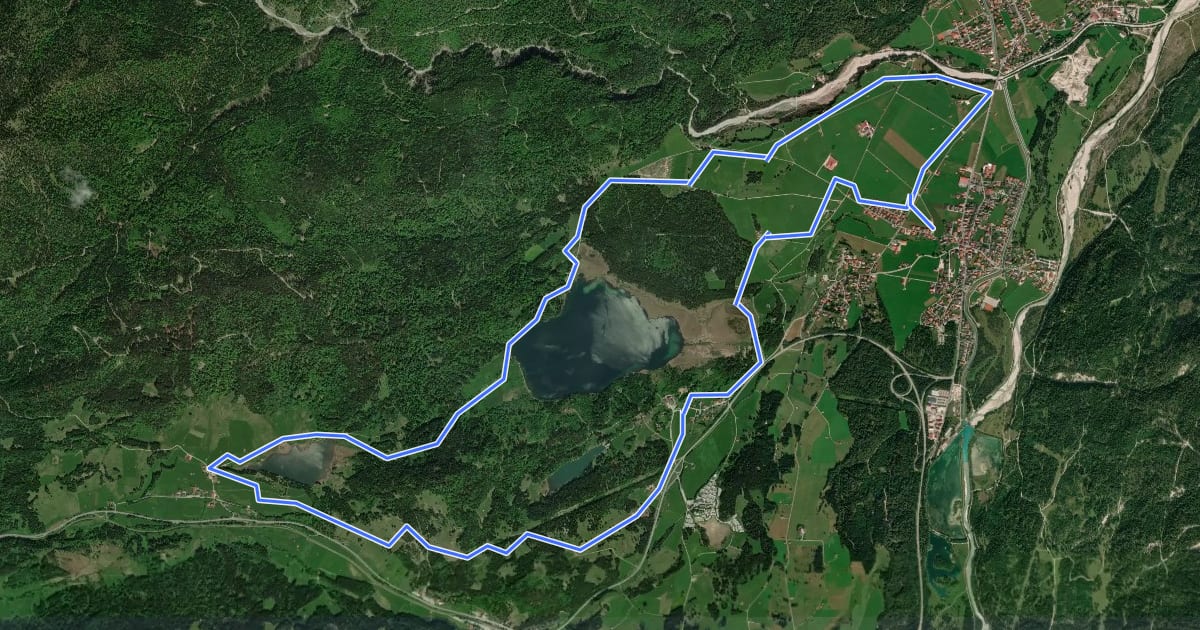 Маршрут Panoramaloipe ab Krün на спутниковом снимке