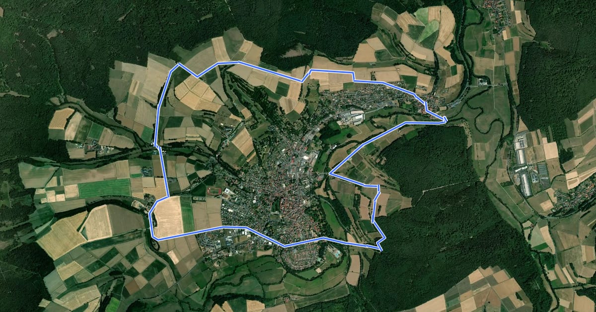 Маршрут Panoramaweg - Burgenstadt Schlitz на спутниковом снимке
