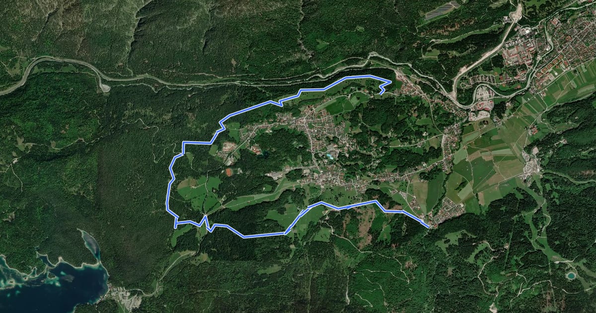 Маршрут Panoramaweg Grainau на спутниковом снимке